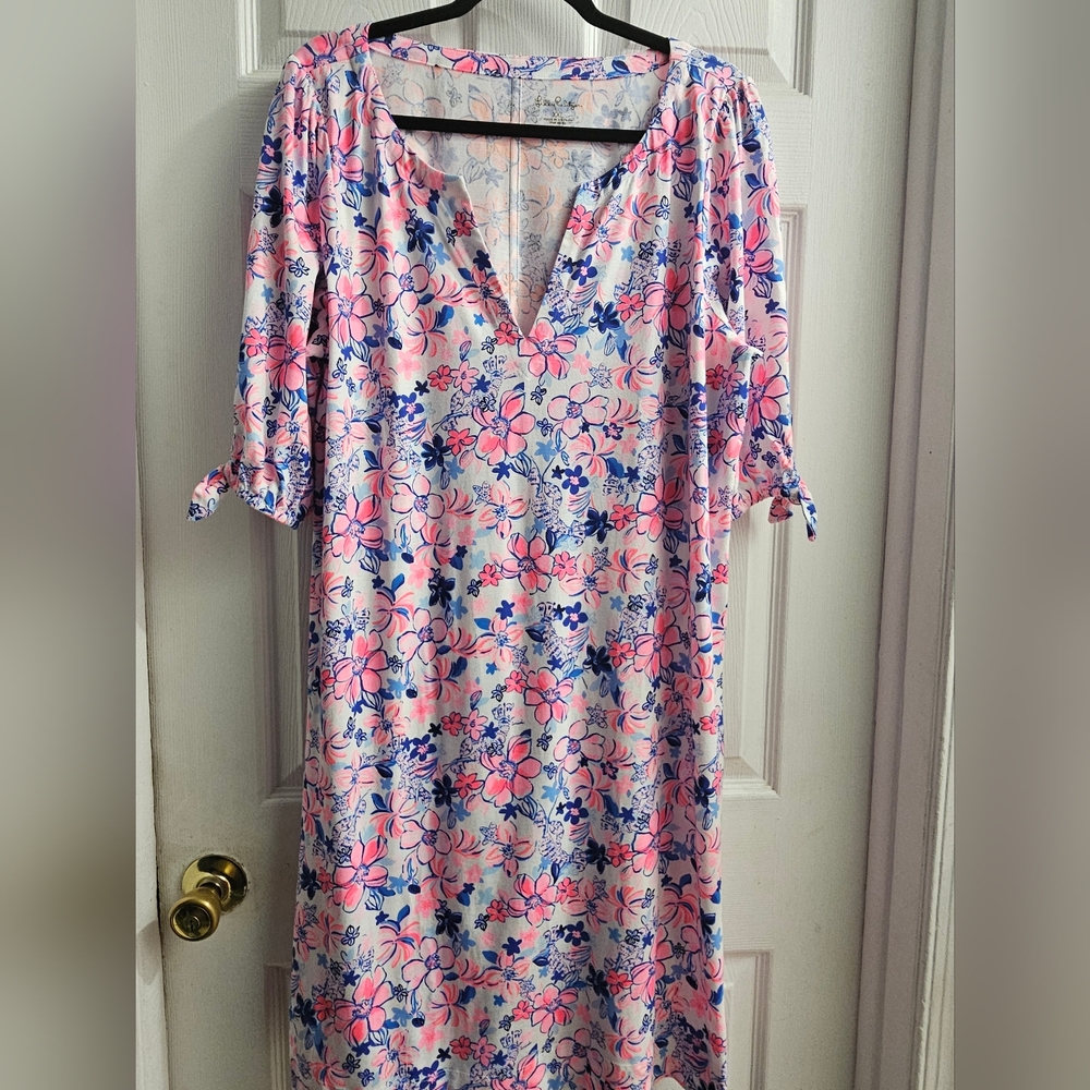 Lilly Pulitzer Easley Short Sleeve Resort White Party Like a Lobstar XXL